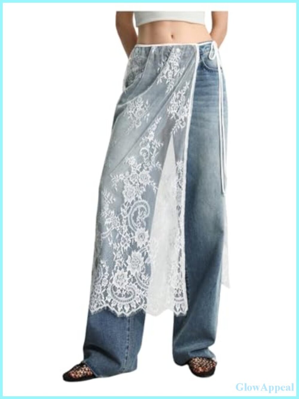 Women's Floral Lace Wrap Skirt Tie Side Sheer Cover Up Long Midi